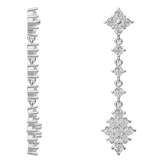 3.84ctw Lab-Grown Diamond Line Tassel Earrings – Round Cut, DEF VS-VVS, 14K White Gold, IGI Certified