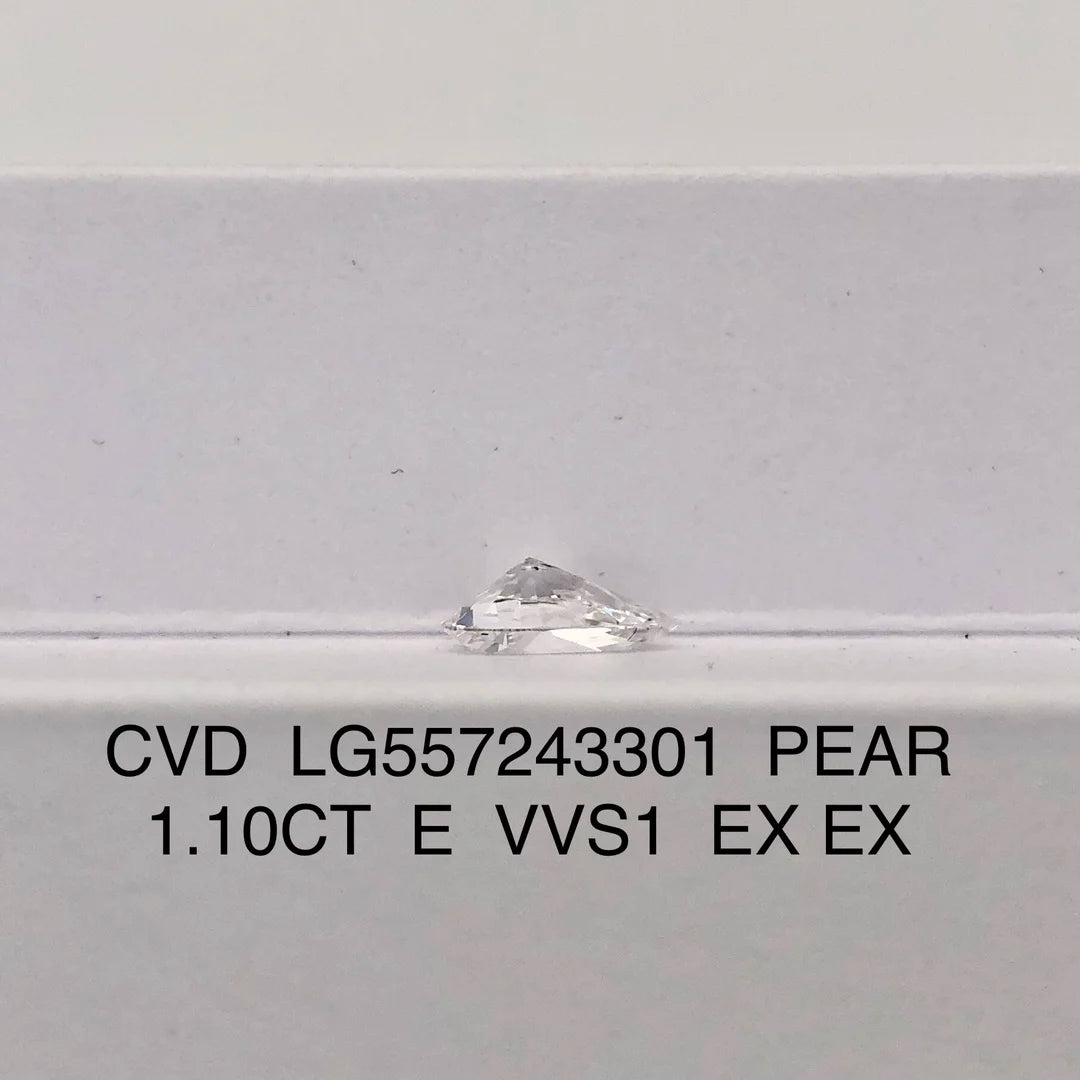 Elongated Pear Cut 1.01CT E VVS1  Lab Grown Diamond  IGI Certificate CVD 2EX Grade