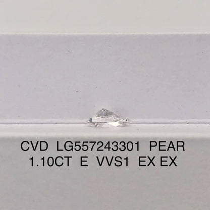 Elongated Pear Cut 1.01CT E VVS1  Lab Grown Diamond  IGI Certificate CVD 2EX Grade