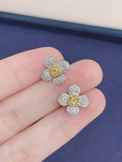 Earrings 18K Gold 0.26ct Yellow Diamonds Drop Female's Fine