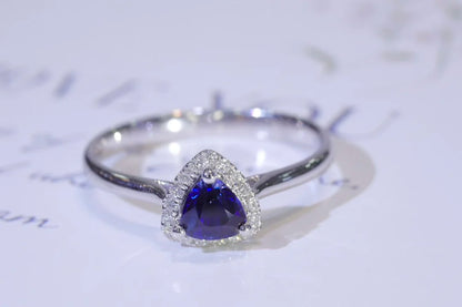 Ring 18K Gold 0.51ct UNHEAT Royal Blue Sapphire Gemstones Diamonds Female's