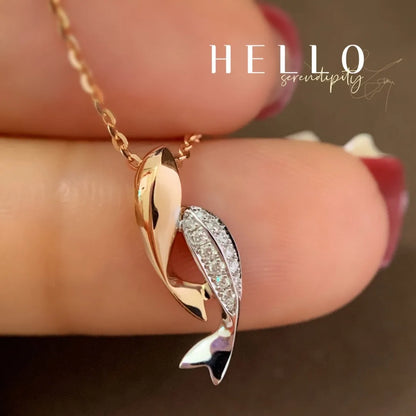 Necklace 18K Rose Gold White Diamonds Pendant Female's Fine Jewelry