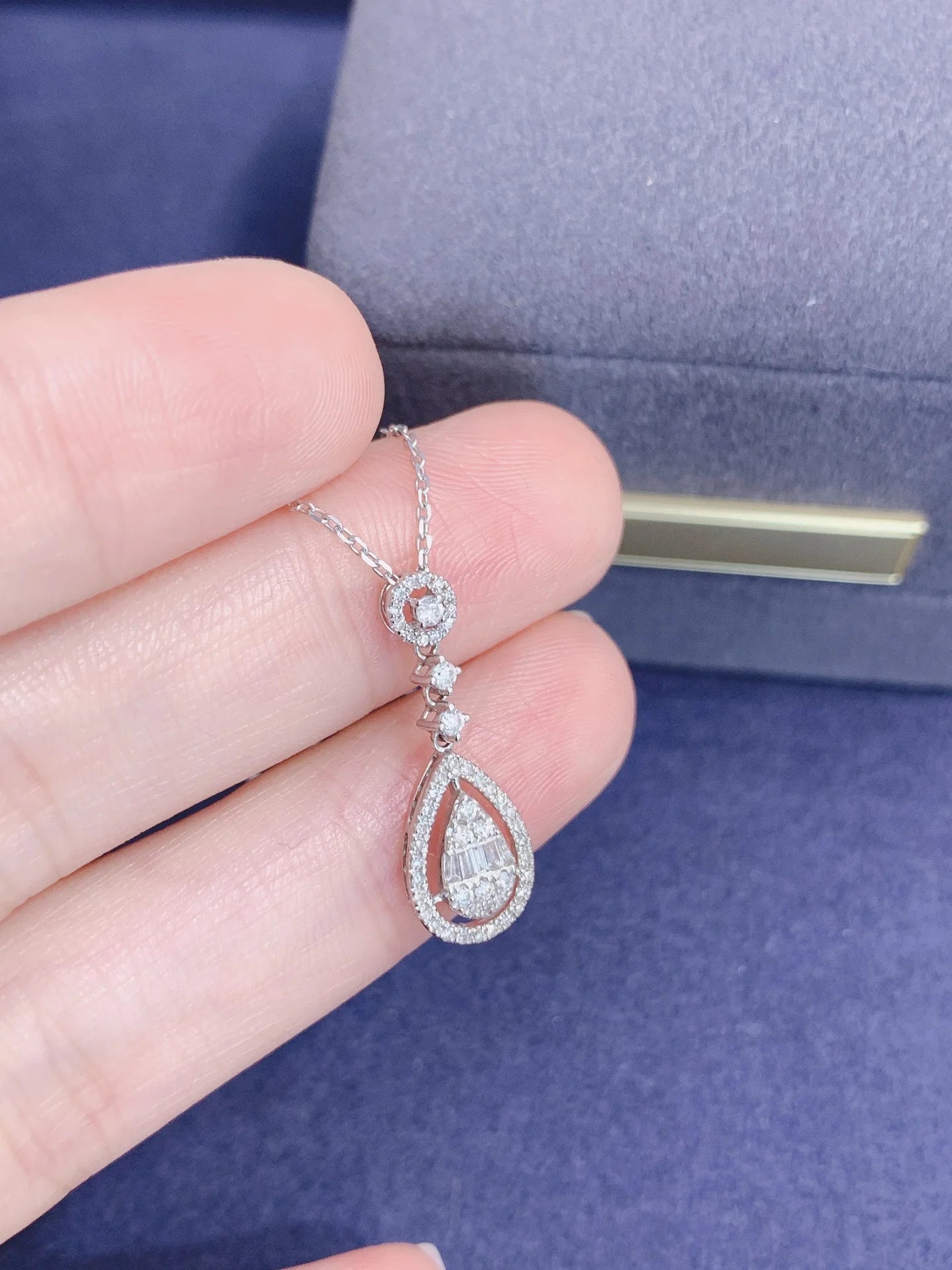 Necklace 18K White Gold 0.25ct White Diamonds Pendant Female's