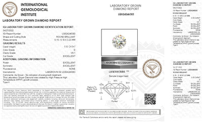 0.3ct 0.5ct 1ct Round Lab Grown Diamond CVD HPHT IGI GIA Certificate