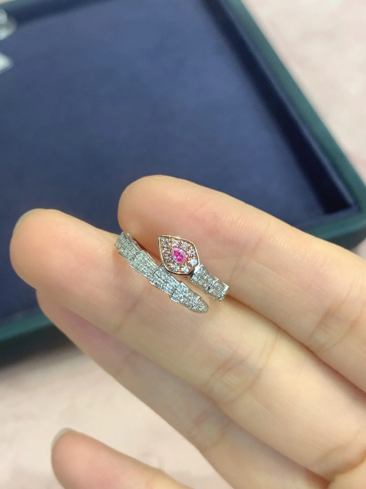 Ring 18K Gold Pink Diamond 0.06ct Solid Female's Engagement for Women