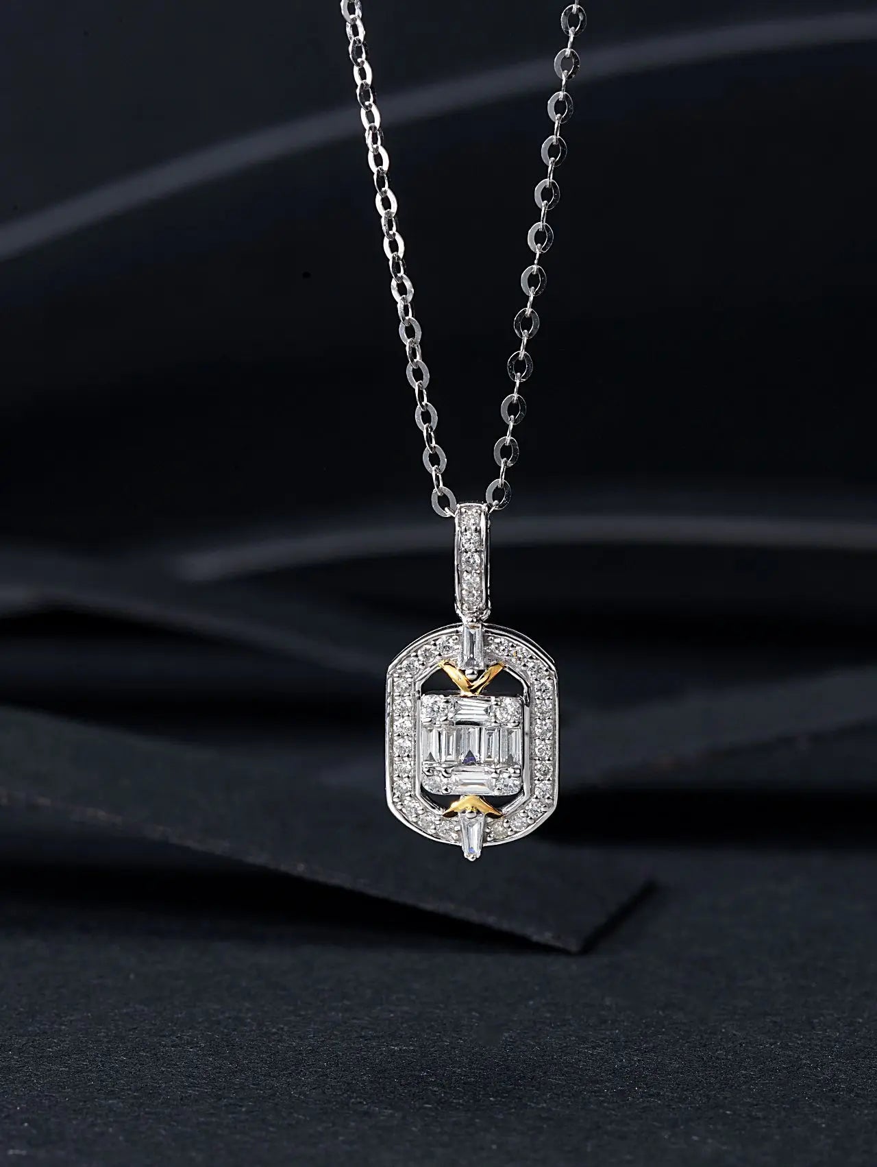 Necklace 18K White Gold 0.150ct White Diamonds Female's Fine Jewelry