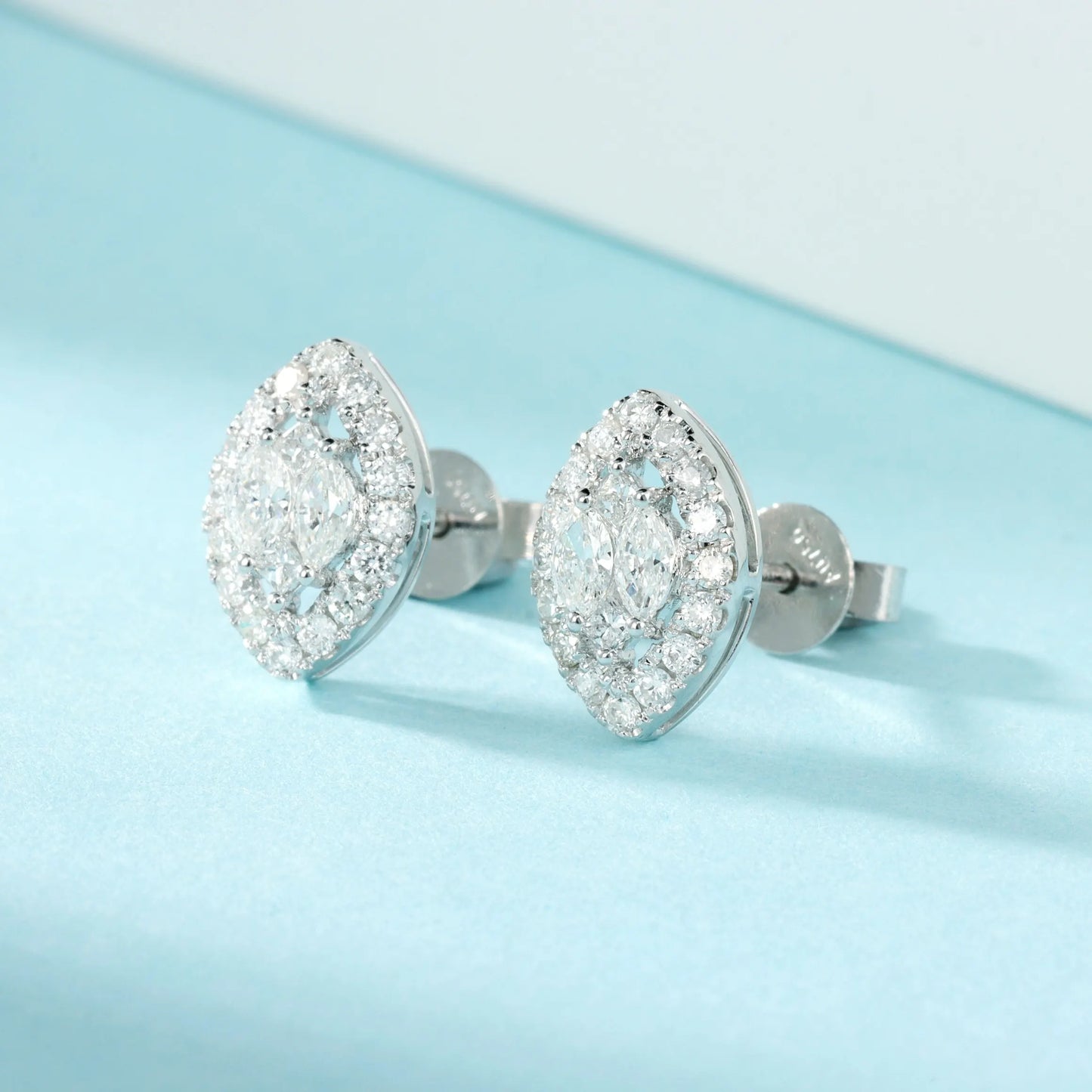 Earrings 18K White Gold 0.22ct White Diamonds Stud Female's Fine