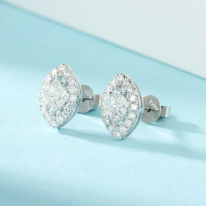 Earrings 18K White Gold 0.22ct White Diamonds Stud Female's Fine