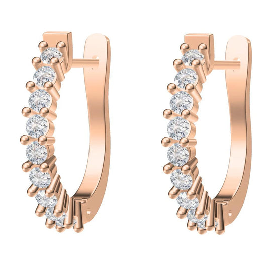 1.8mm Lab-Grown Diamond Hook Earrings – DEF Color, 14K Rose Gold, IGI Certified Bridal Jewelry